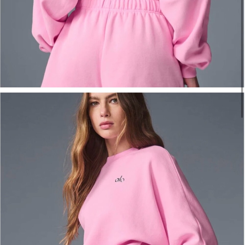 Alo Sweet Pink cropped Sweatshirt NWT - Picture 2 of 3
